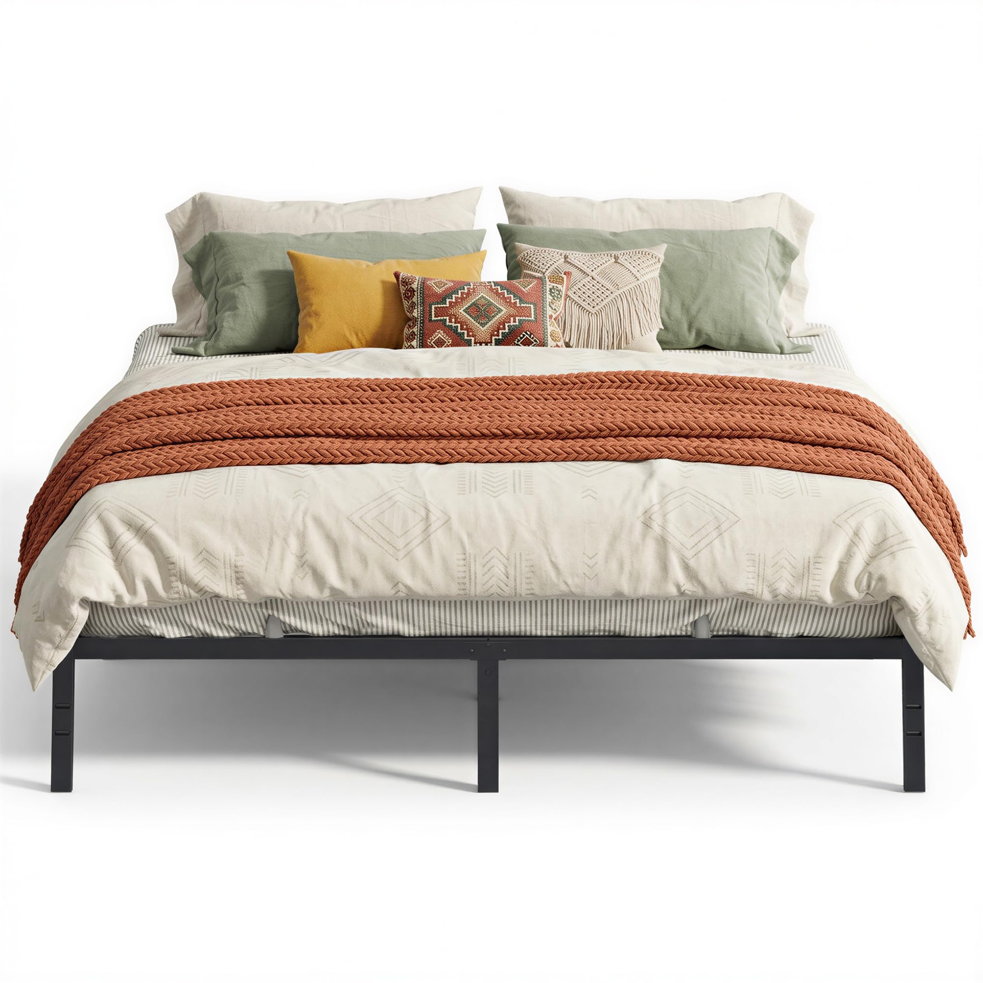VASAGLE King Metal Bed Frame 14 Inches Tall, 1100 lb Weight Capacity, No Box Spring Needed, with Under-Bed Storage, Easy Setup, 