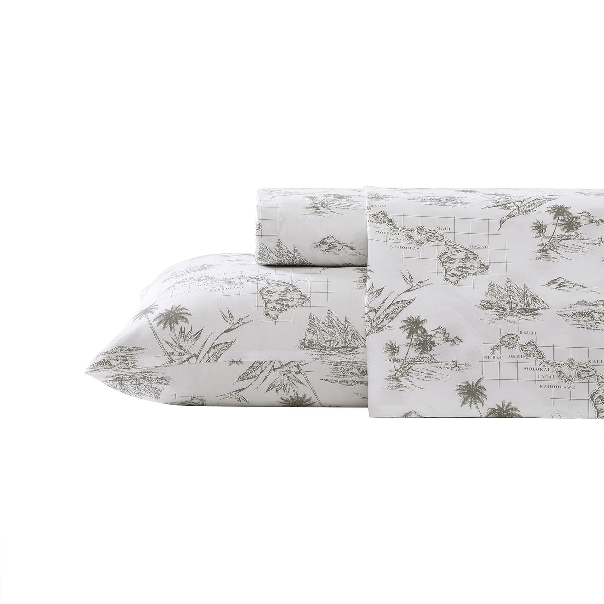 Tommy Bahama - Queen Sheets, Cotton Percale Bedding Set, Crisp & Cool, Stylish Bedding Set (Vintage Map Brown, Queen)