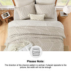 Litanika Tannish Grey California King Comforter Set, 3 Pieces Cal King Oversized Chevron Tufted Boho Bedding Comforter Sets, Flu
