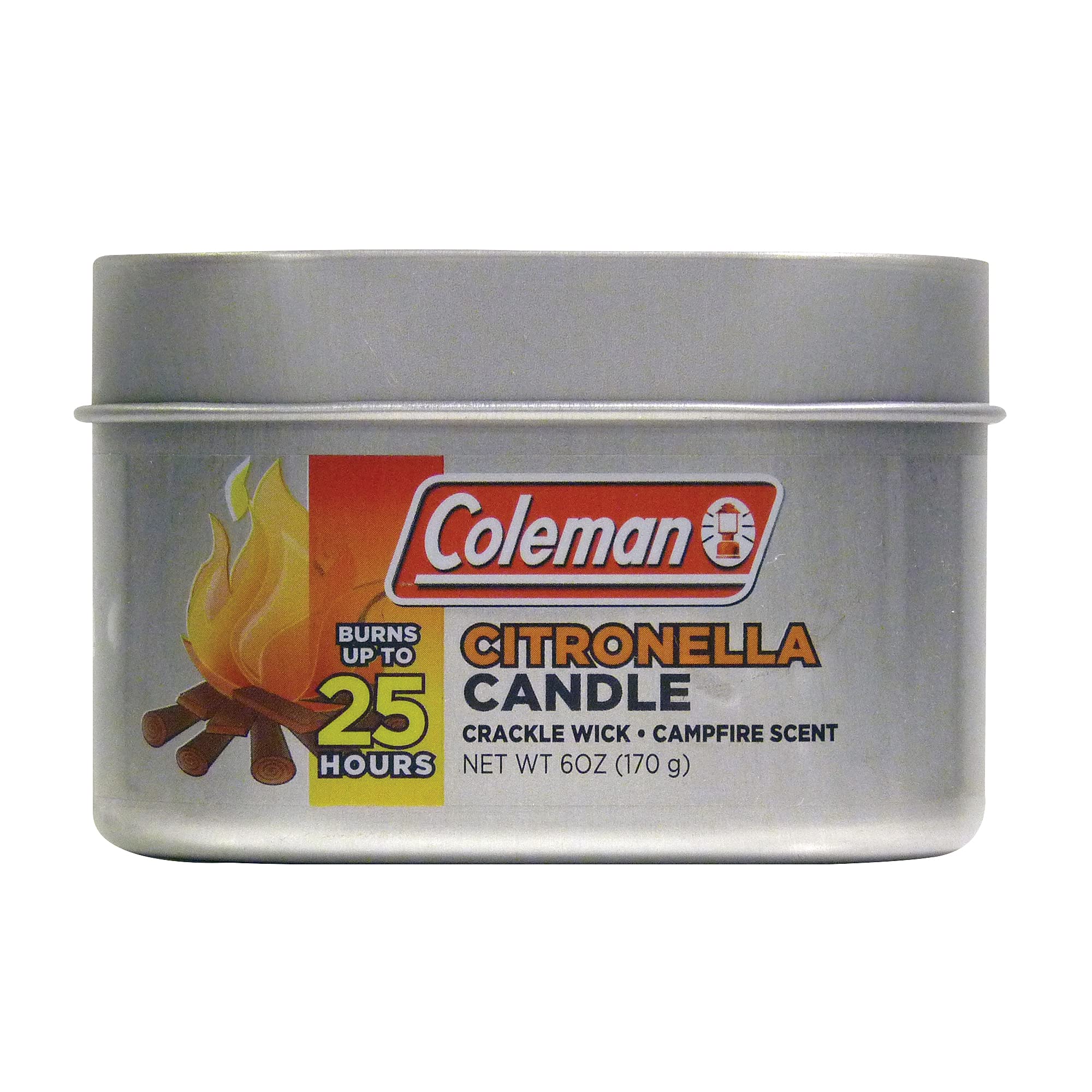 Coleman Campfire Scented Citronella Candle - Wooden Crackle Wick, Campfire Fragrance, 25-Hour Burn Time - Nostalgic Tin for Crac
