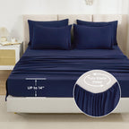Litanika King Size Comforter Set Navy Blue - 7 Pieces Bed In A Bag King Beddding Comforter Sets, Solid Lightweight Bed Set With
