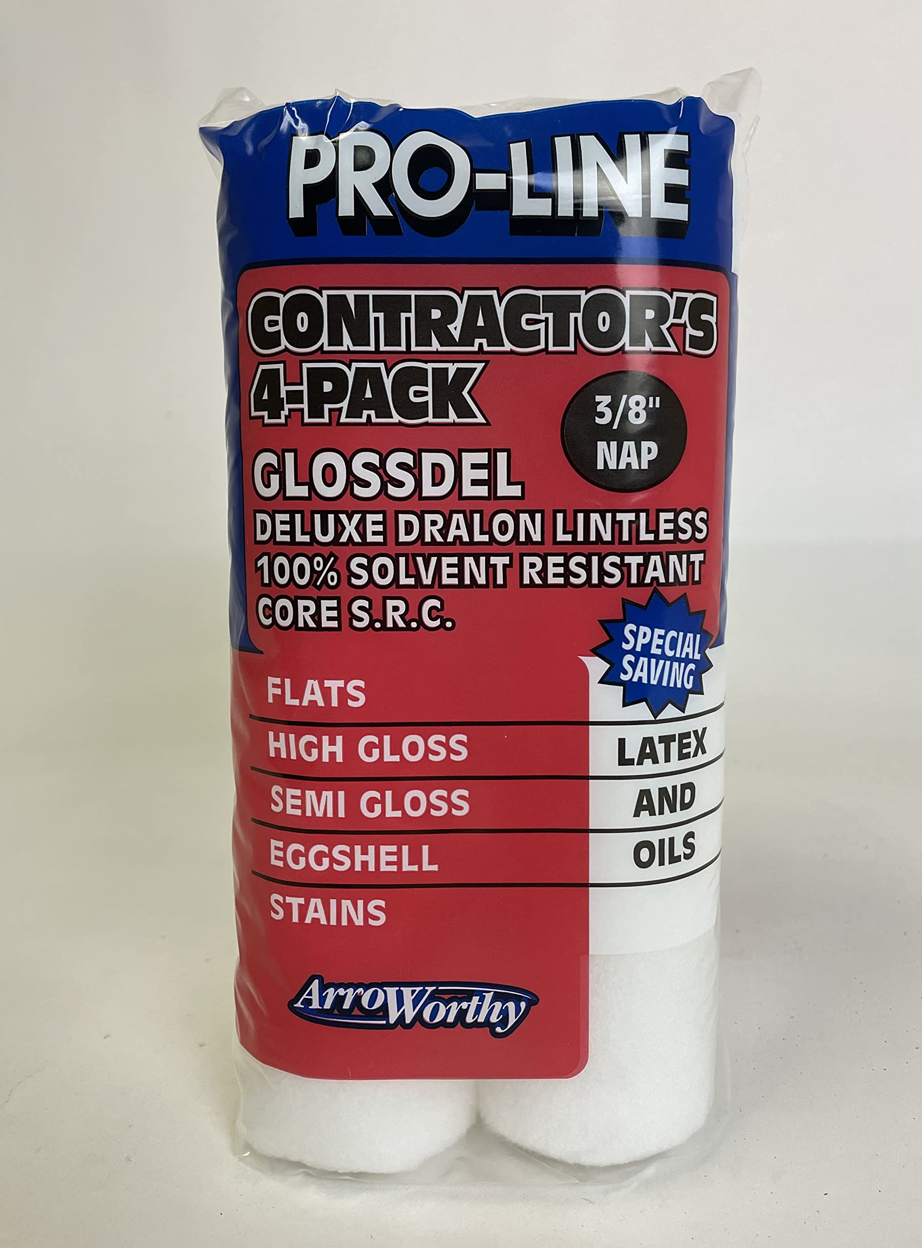 9fgl3-4pk 9 3/8 Nap Glossdel Lintless - White Roller Cover 4/Pack