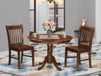 East West Furniture HLNO3-MAH-W 3 Piece Dining Table Set for Small Spaces Contains a Round Dining Room Table with Pedestal and 2 Wooden Seat Chairs, 42x42 Inch, Mahogany