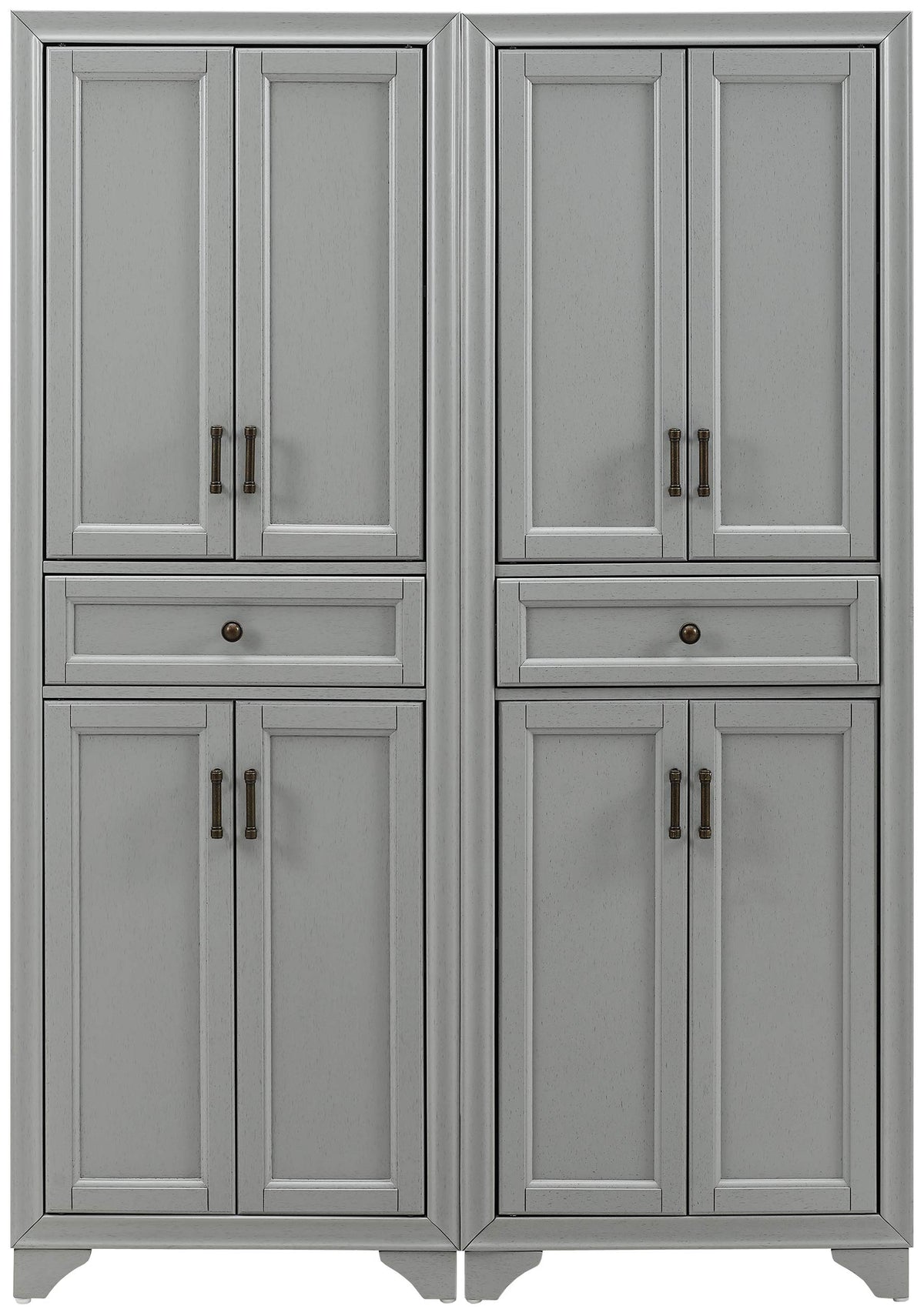 Crosley Furniture Tara 2-Piece Pantry Storage Cabinet Set With Shelves, Kitchen, Dining, Or Laundry Room, Distressed Gray