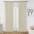 SHINELAND Blackout Curtains 108 Inches Long for Living Room 2 Two Panels Set Back Tab Hook Ring Clip Pleat Extra Long Darkening 
