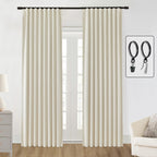 SHINELAND Blackout Curtains 108 Inches Long for Living Room 2 Two Panels Set Back Tab Hook Ring Clip Pleat Extra Long Darkening 