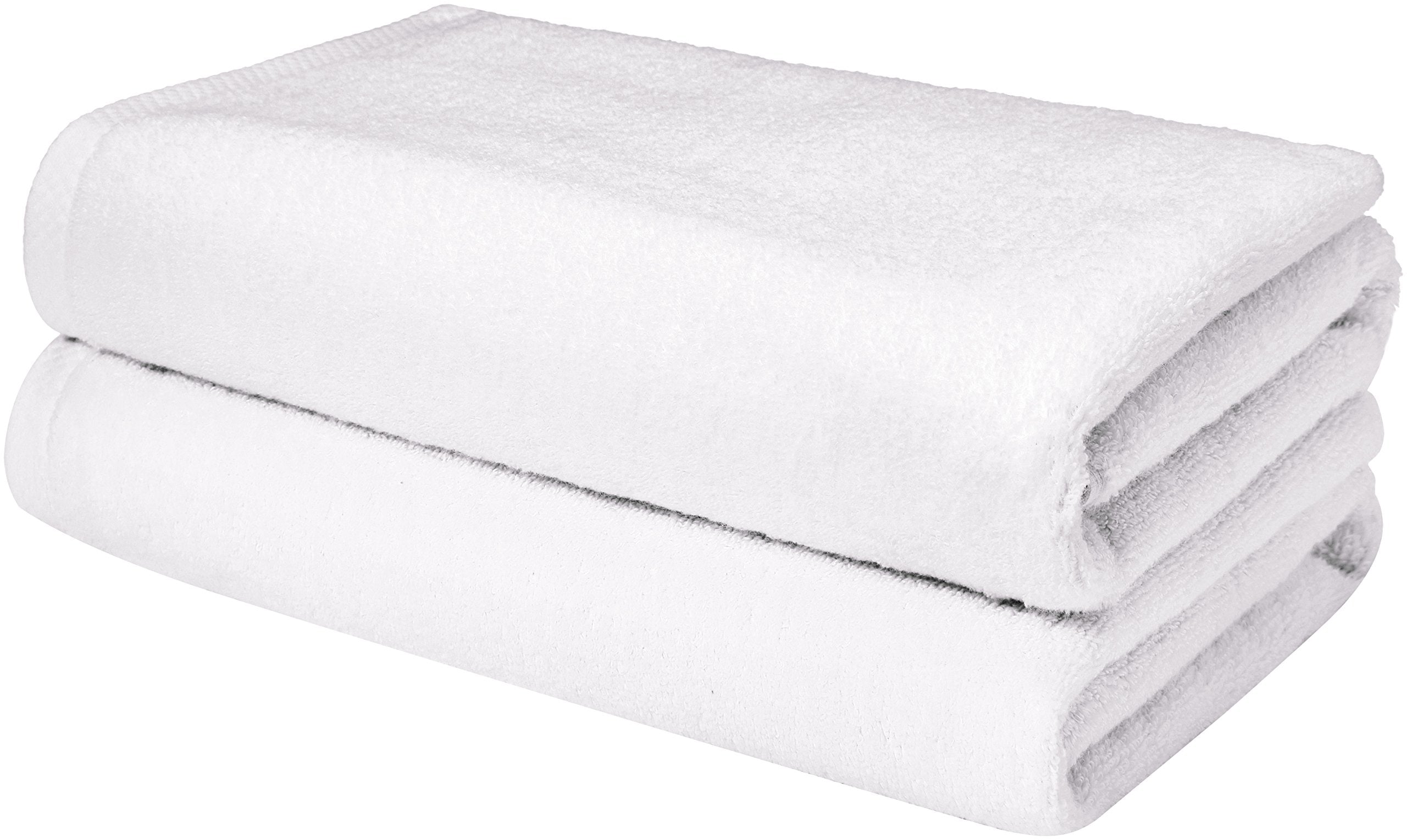 Amazon Basics - 2 Piece Quick-Dry Oversize Bath Towel, 100% Cotton, White, 62 x 30