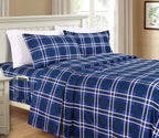 Elegant Comfort Lilliana Plaid 6-Piece Sheet Set, Supreme Coziness Fade & Wrinkle Resistant, 1500 Premium Hotel Quality Microfiber, Sheet Featuring Smart Pockets, Plaid Sheet Set, Queen, Navy Blue