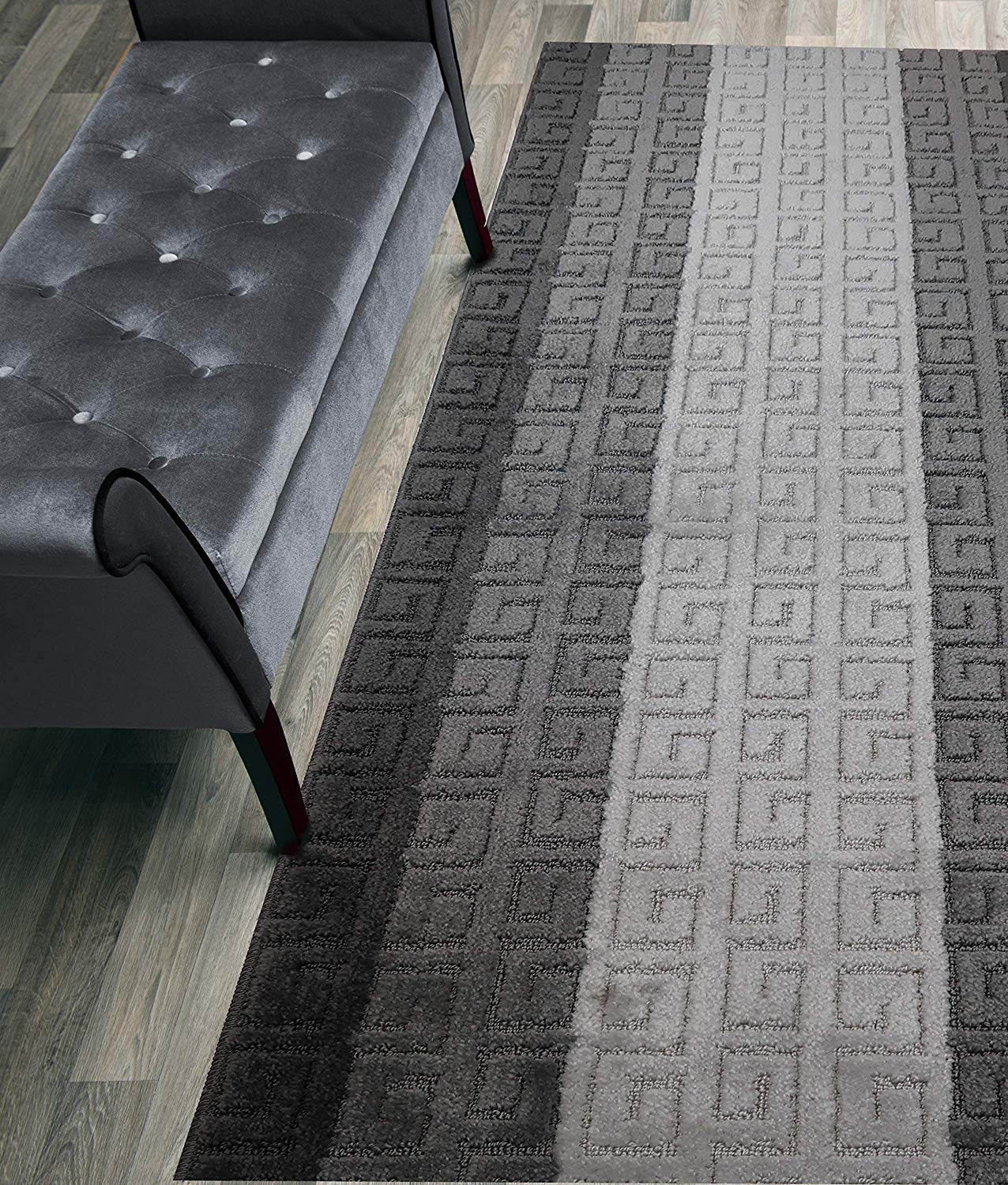 ORFA HOME Custom Length Hallway Runner Rug,Slip Resistant,Meander Grey, 26 Inch X 6 feet, Sold and Priced Per Foot