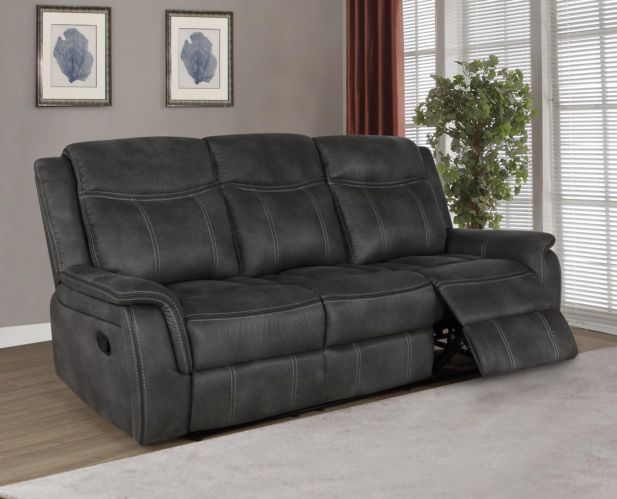 Coaster Lawrence 3-Piece Motion Sofa Set, Charcoal