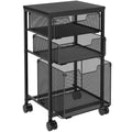 Sbanmao Rolling Storage Cart with 1 Large+2S Drawers, Metal Utility Cart on Wheels with Wooden Top, Craft Art Storage Organizer 