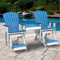 American Furniture Classics Balcony Height Table Double Glider, Blue & White