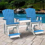 American Furniture Classics Balcony Height Table Double Glider, Blue & White