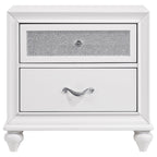Coaster Home Furnishings Barzini Modern Classic 5-Piece Bedroom Set Velvet Upholstered California King Size Wingback Bed Frame 63-inch Headboard White 300843KW-S5