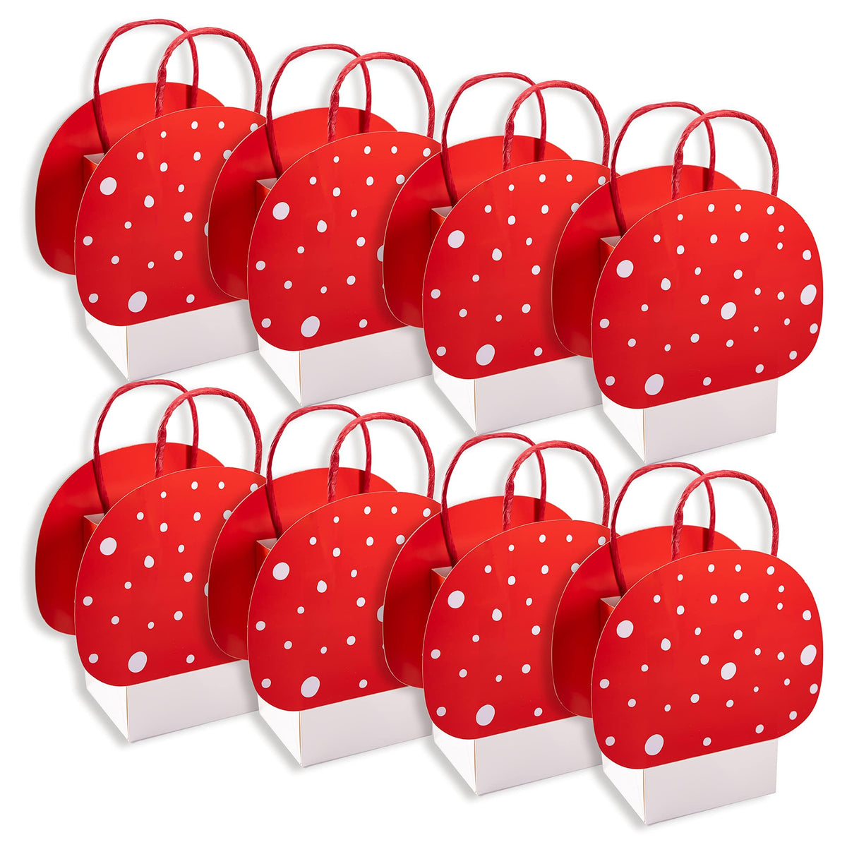 Cheerland Red Mushroom Gift Bag Set Small Toadstool Mushroom Shaped Bag for Girls Birthday Party Favor Baby Shower Party Supplie