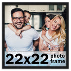 22x22 Frame Black Picture Frame - Modern Photo Frame Includes UV Acrylic Shatter Guard Front, Acid Free Foam Backing Board, Hang