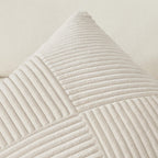 Topfinel 12X12 Inch Decorative Pillow Covers Set Of 2 For Couch Sofa Bed, Soft Corduroy Striped Patchwork Cream White Throw Pill