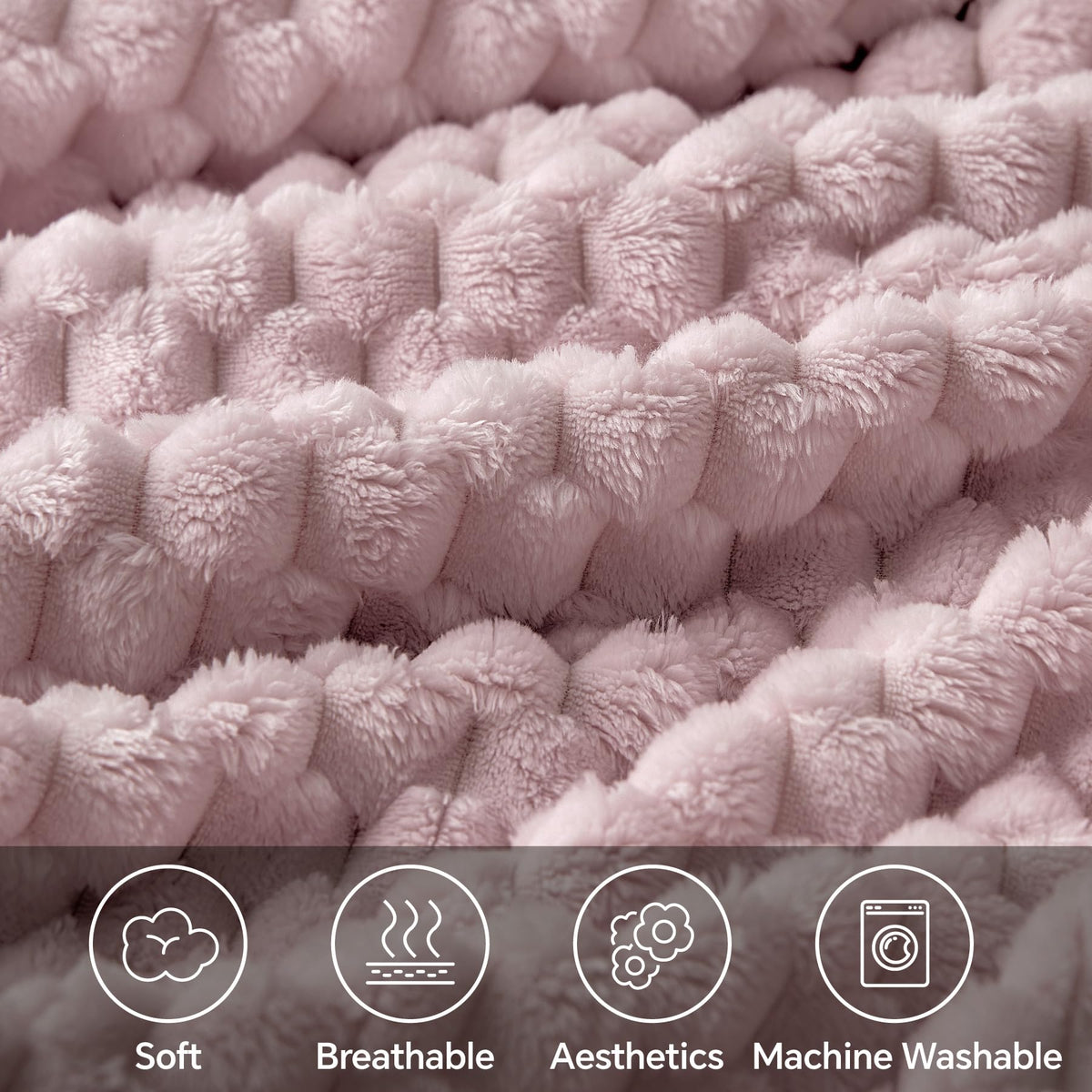 Bedelite Fleece Throw Blanket For Couch & Bed - 3D Jacquard Decorative Lotus Pink Blanket, Super Soft And Cozy Warm Fuzzy Blanke