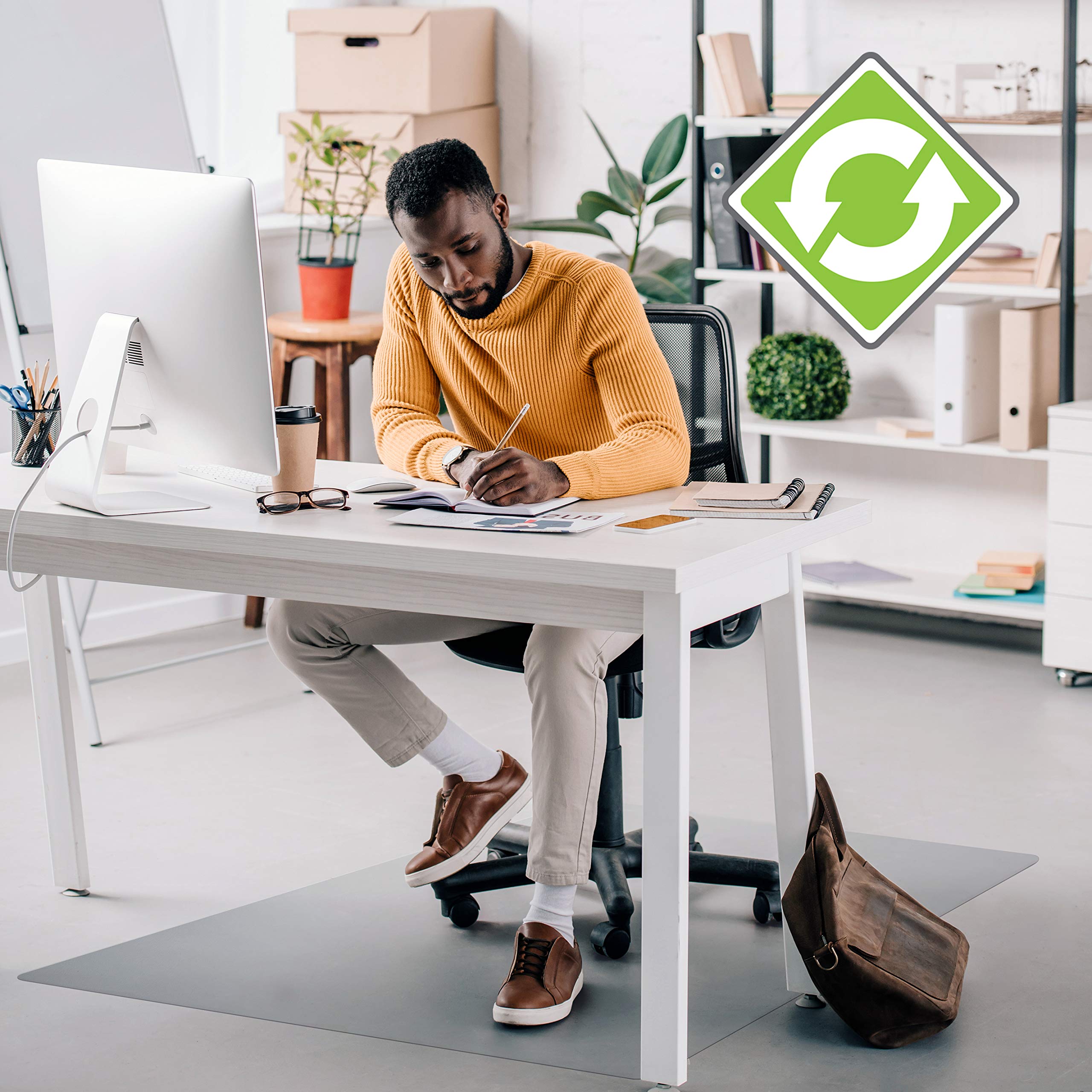 Floortex Cleartex Recycled Rectangular Chair Mat with Anti-Slip Backing for Hard Floors - 30 x 48