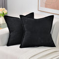 Haussy Black Large Decorative Throw Pillow Covers 26X26 Inch Set Of 2,Soft Solid Corduroy Striped Cushion Case,Square Euro Pillo