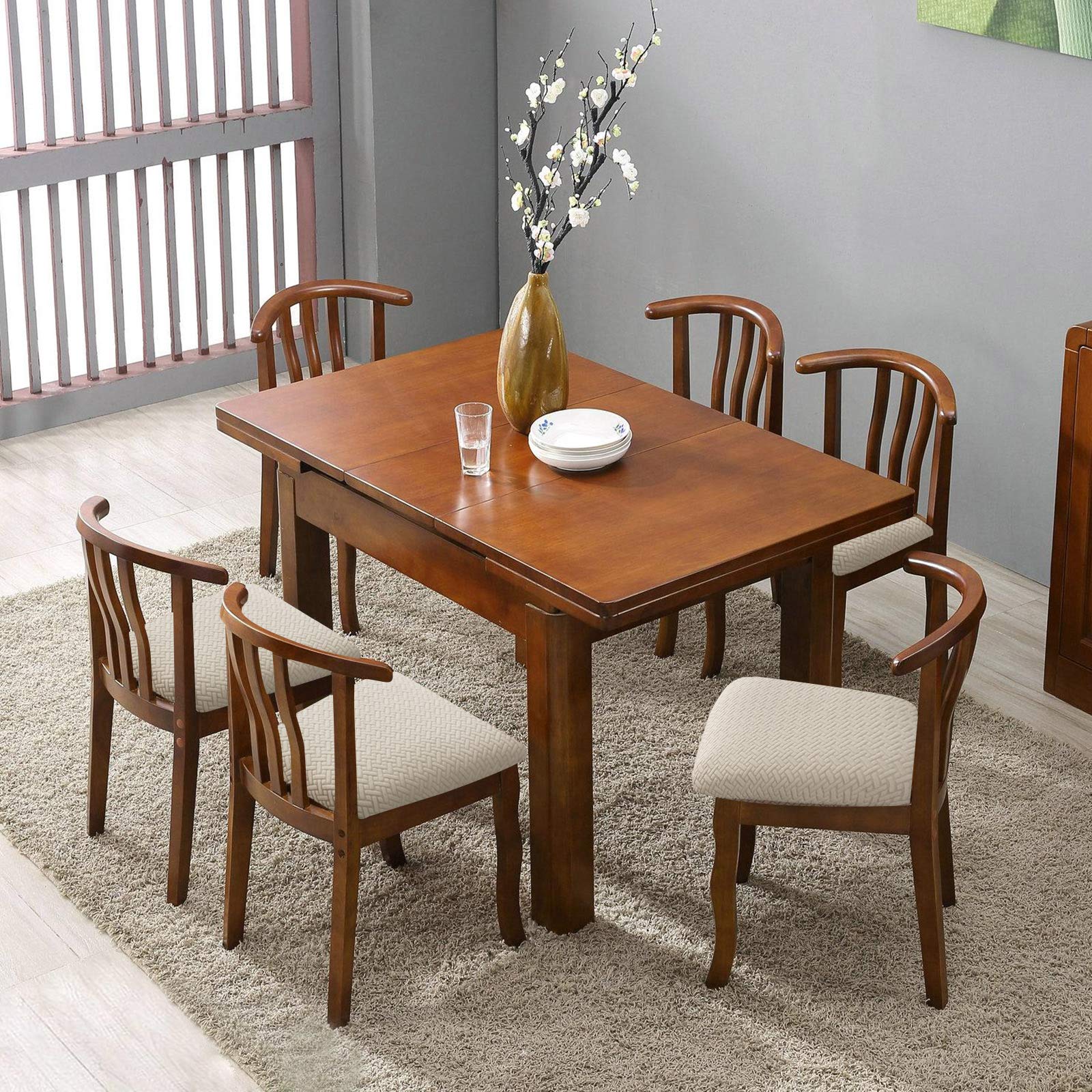 Genina Seat Covers For Dining Room Chair Seat Slipcovers Kitchen Chair Covers (Beige, 2 Pcs)
