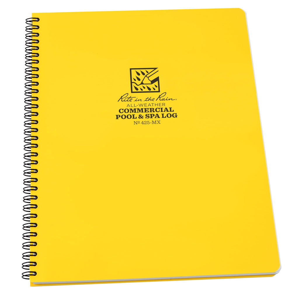 Rite In The Rain Weatherproof Side Spiral Notebook, 8.5' X 11', Yellow Cover, Commerical Pool & Spa Maintenance Log (No. 425-M