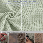 Phf 100% Cotton Waffle Weave Blanket Twin Size 66'X90' - Lightweight Cozy Washed Soft Breathable Throw Blanket - Great Blanket Layer For Couch Bed Sofa - Elegant Aesthetic Home Decoration - Sage Green