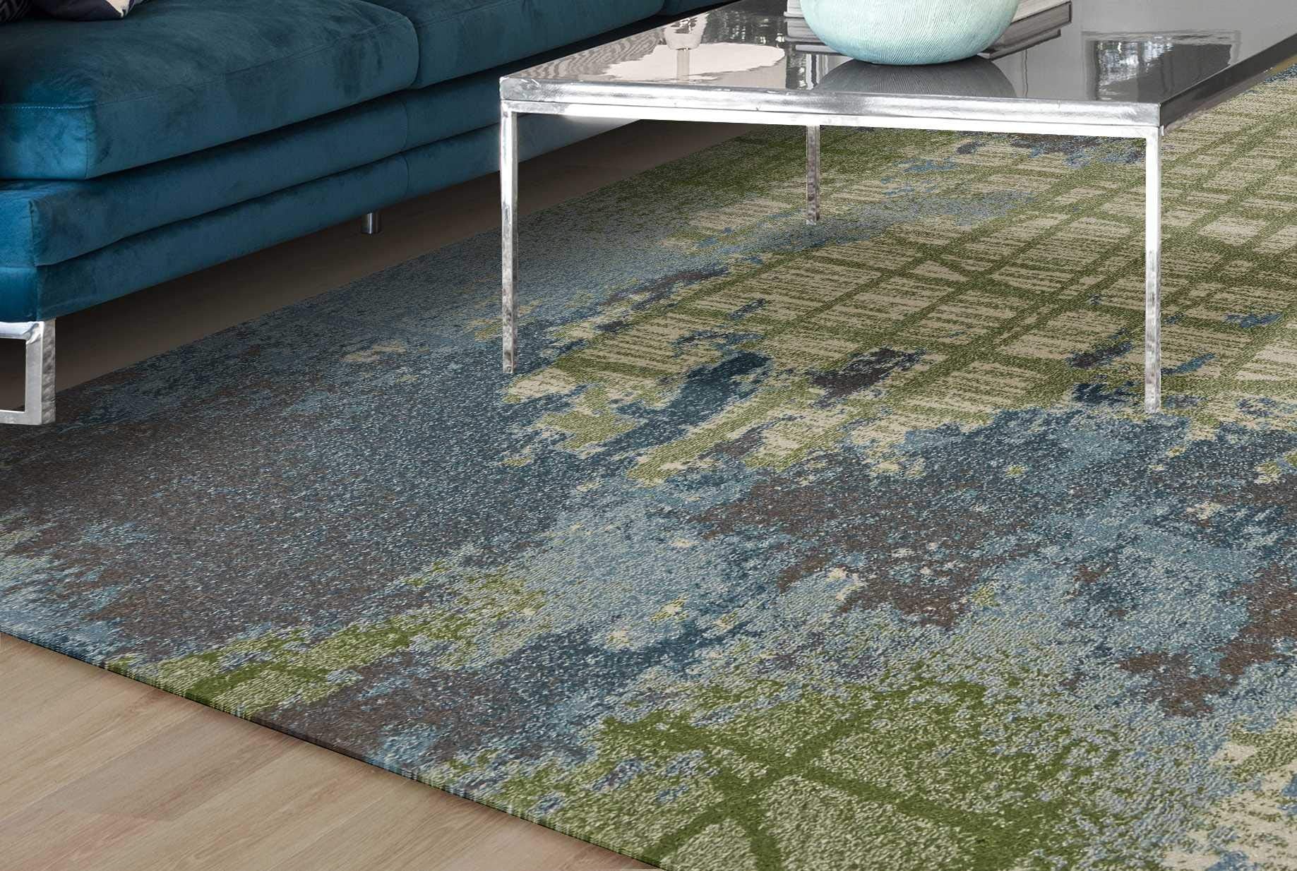 HomeRoots Decor 3'3-inch x 4'11-inch Polypropylene Green/Blue Area Rug
