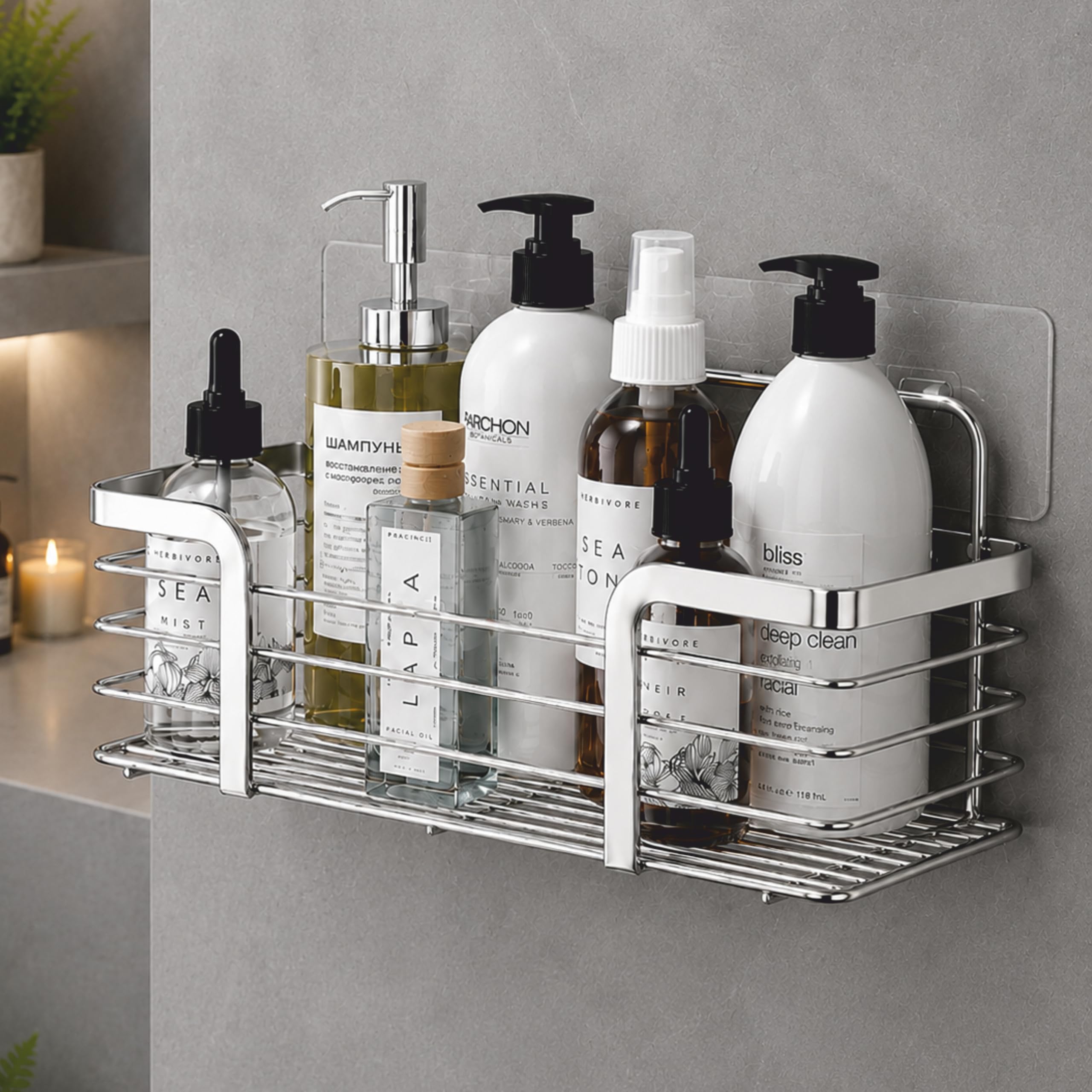 Jialto Self Adhesive Bathroom Shelf/Shower Caddy  Sus 304 Stainless Steel Bathroom Organiser Without Drill, Multipurpose Shelve