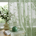 Sage Green Lace Curtains 80 Inches Long Country Rustic Floral Sheer Curtains for Living Room Bedroom Spring Drapes Rod Pocket Li
