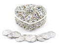 Joice Silver Metal Heart Rhinestone Wedding Arras Box Set with Unity Coins