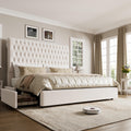 Queen Size Bed Frame 55 Tall Headboard with Gorgeous Button Tufted and Nail, Velvet Fabric Upholstered Bed Frame includes 4 Unde