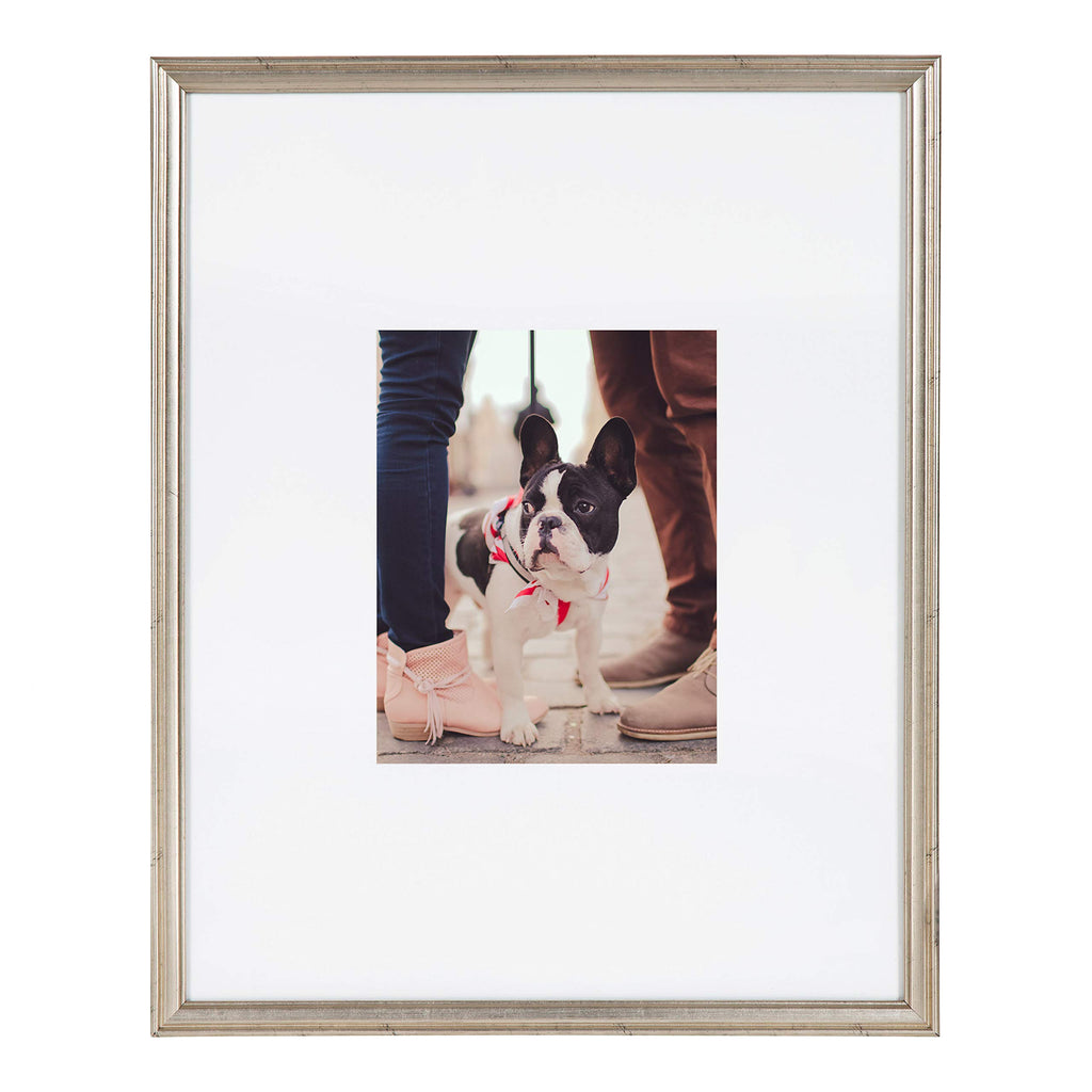 Kate And Laurel Adlynn Wall Picture Frame Set, 16'' X 20'' Matted To 8'' X 10'', Warm Silver, Set Of 3