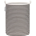 Sea Team Large Canvas Laundry Basket with Handles, Black Stripes