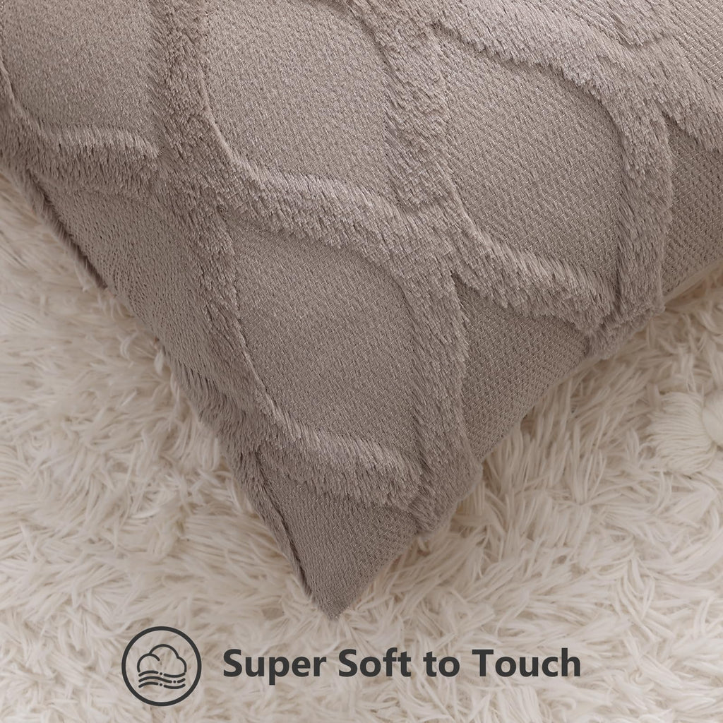 Decoruhome Throw Pillow Covers 12X20 Inch Set Of 2, Soft Plush Faux Fur Wool Lumbar Khaki Couch Pillow Covers, Decorative Pillow Cases For Bed Sofa Living Room Home Decor