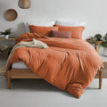 Mildly Duvet Cover Twin - 100% Washed Microfiber Super Soft Rust Bedding Set 2Pcs, Breathable & Lightweight Comforter Cover With