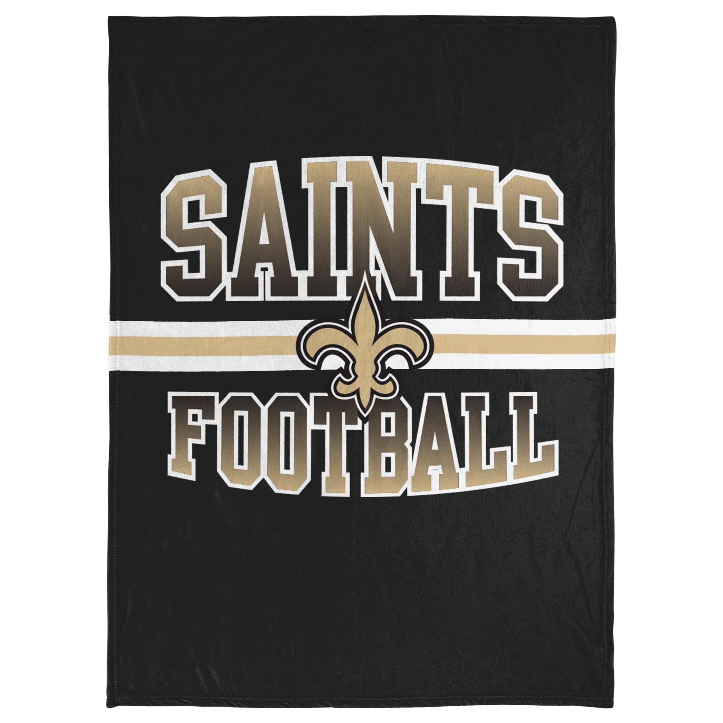 Foco Nfl Micro Raschel Plush Throw Blanket, Stripe Logo 45 X 60, New Orleans Saints