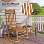 Vingli 2 Pcs Wood Rocking Chair Outdoor With 450 Lbs Support, Outdoor Rocking Chair Set Of 2, Solid Wood High Back Seat Reclining Seat For Deck, Garden, Backyard, Porch, Indoor Or Outdoor Use, Teak