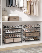 Songmics Shoe Rack, 4 Tier Shoe Organizer For Closet, Holds Up To 16 Pairs Of Shoes, Shoe Rack For Front Door Entrance, Metal Shoe Shelf With Adjustable Tilt Angle, For Entryway, Garage, Black