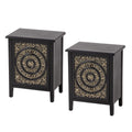 COZAYH 2-Drawer Fully-Assembled Flower Motif Nightstand Set of 2 for Small Spaces, French Country, Modern, Distressed Finish,Gol