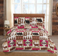 Rustic Quilt Set Full/Queen Size (90'X90') Lodge Cabin Bed Spread Lightweight Coverlet Reversible Bedding Set Deer Bear Bedspr