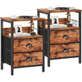 Furologee Nightstands Set 2, Bedside Table with 2 Fabric Drawers, End Table with Hooks and Shelf, for Bedroom/Living Room/Study/