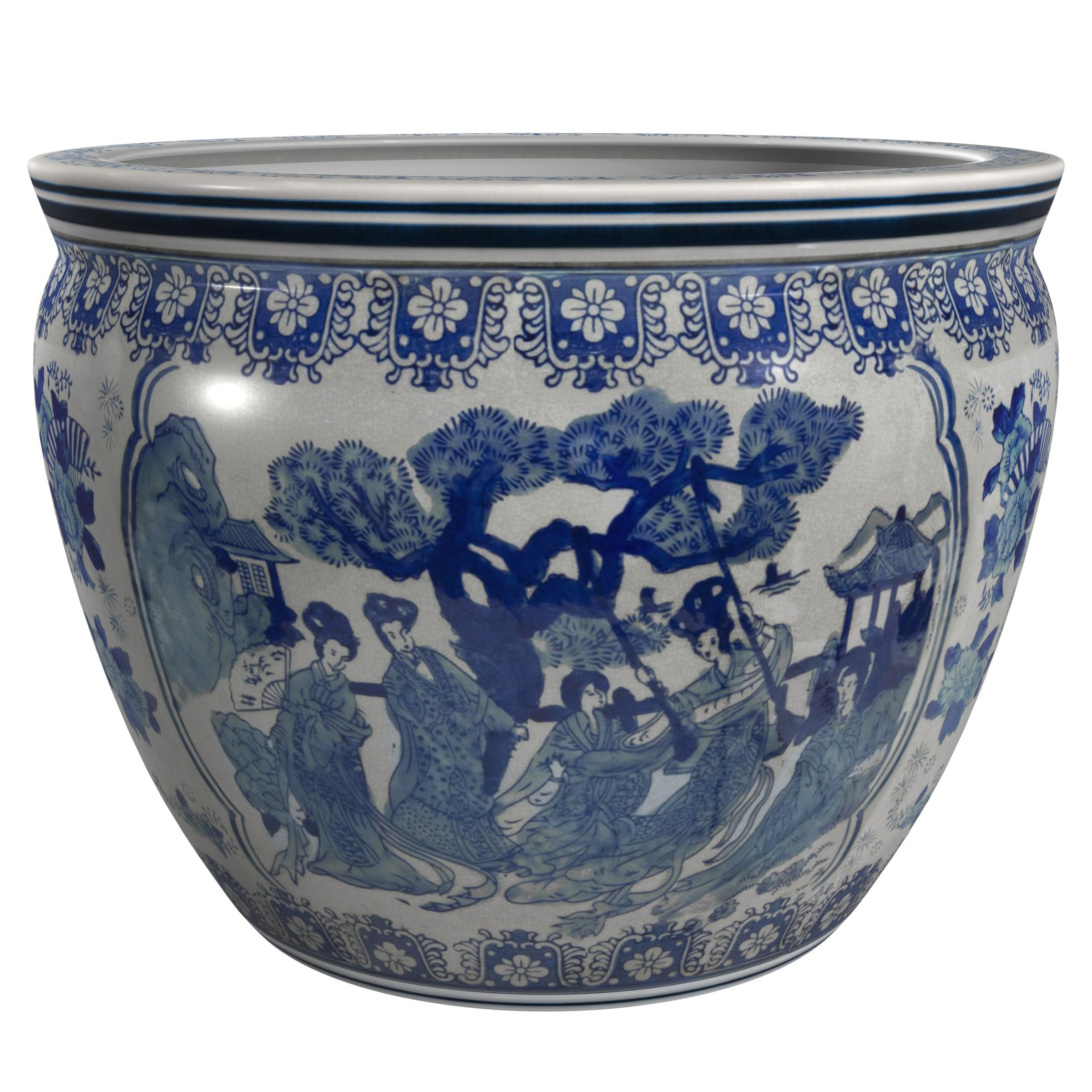 Red Lantern White Fishbowl-Size and Design, 14 Diameter, Ladies Blue
