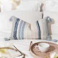 Blissblush Decorative Lumbar Throw Pillow Cover 14X24 Boho Coastal Blue Accent Cushion For Couch Sofa Farmhouse Pillowcase For B