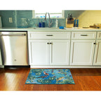 Liora Manne Esencia Machine Washable Non-Slip Low Profile Indoor/Outdoor Mat-Transitional, Whimsical, Fish, Nature, Koi Pond Aqua 2'5' X 3'11'