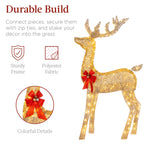 Best Choice Products 3-Piece Rattan Deer Family Set - 5FT Lighted Outdoor Christmas Decoration - Brown Metal