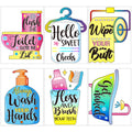 Zonon 6 Pieces Bathroom Wall Decals Sticker Bathroom Funny Sayings Quotes Wall Decor Vinyl Rules Sign Art Decals for Toilet Laun