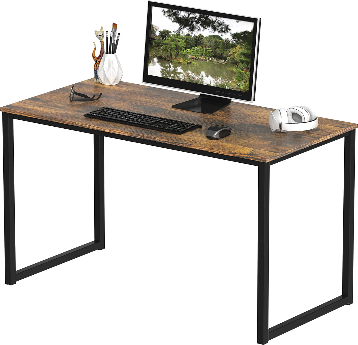 Shw Mission 40Inch Home Office Computer Desk, Rustic Brown