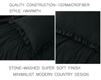 Chezmoi Collection Nora Black Comforter Set Oversized Queen Size 3-Piece Fluffy Soft Lightweight Bedding Ruffled Edge Trim Stone