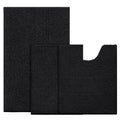 BYSURE Black Bathroom Rugs Sets 3 Piece Non Slip Extra Absorbent Plush Chenille Soft Washable Bath Mats